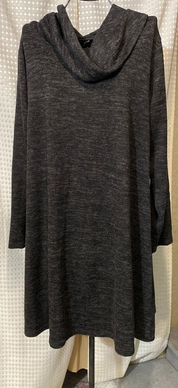 GDM Cable & Gauge Women's Grey Cowl Neck Tunic/Mini Dress Sweater